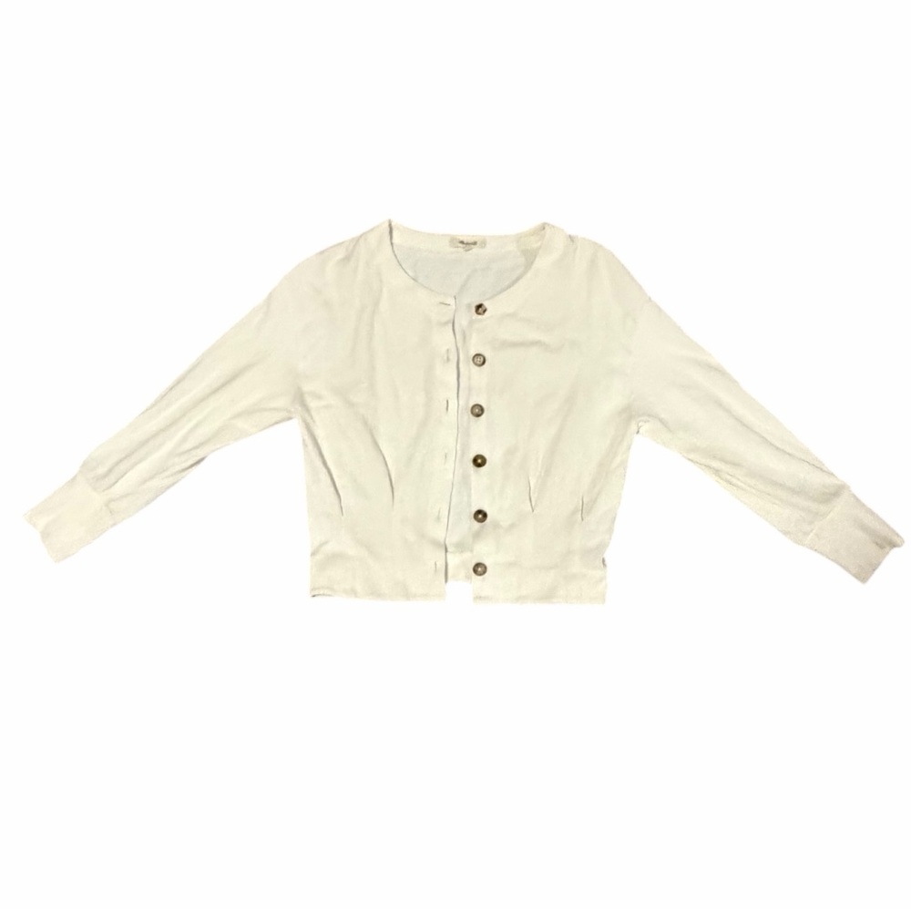 Madewell Ribbed Button Front Cardigan Cream Ivory Size Small